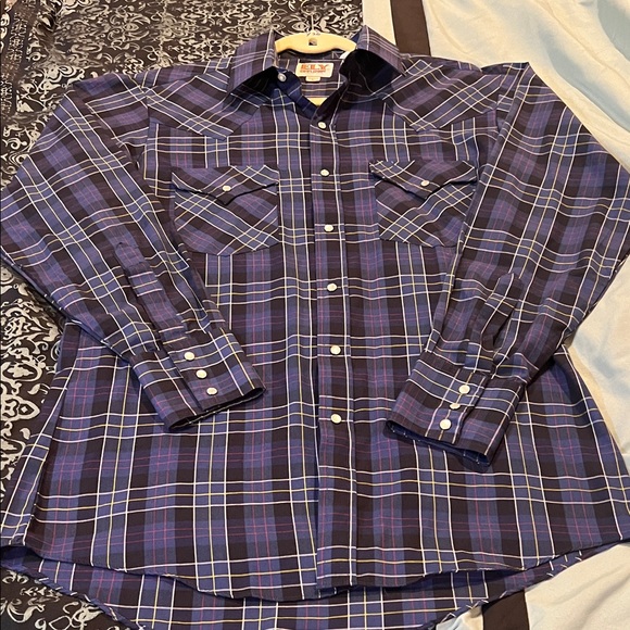 Ely Cattleman Other - Ely Cattleman Men's Blue and Purple Plaid Button Down Shirt